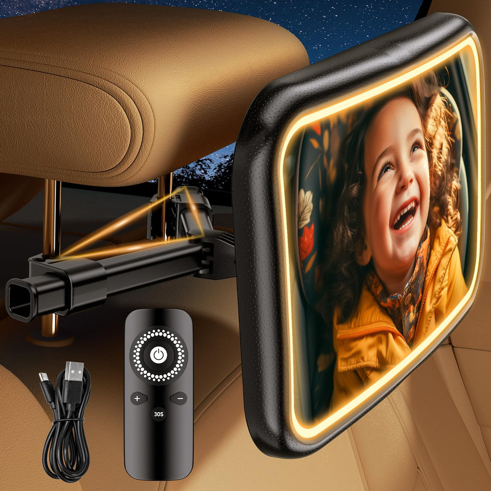 Mirrorsafe baby car mirror light rear-facing view for easy infant monitoring