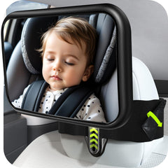 Mirrorsafe fixed headrest strap securely attaches for quick, tool-free installation.
