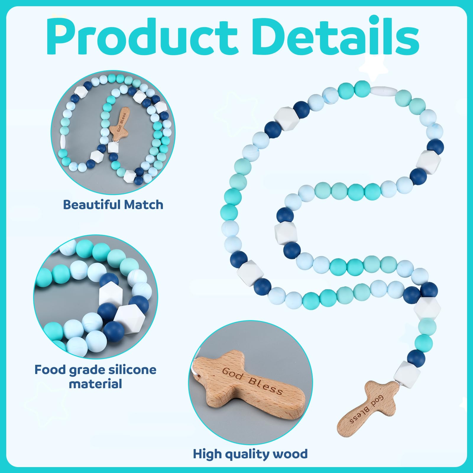 Misdary 15 mm silicone beads feel soft against baby's skin during play or ritual use