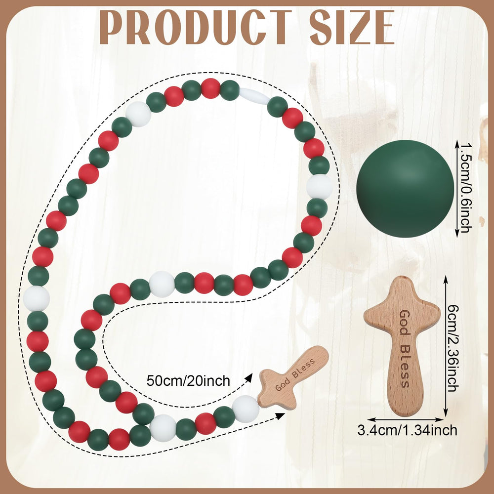 Misdary Baby Rosary cross detail with God Bless text supports blessing moments.