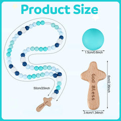 Misdary Lake Blue beads on the rosary create a gentle, comforting baptism keepsake