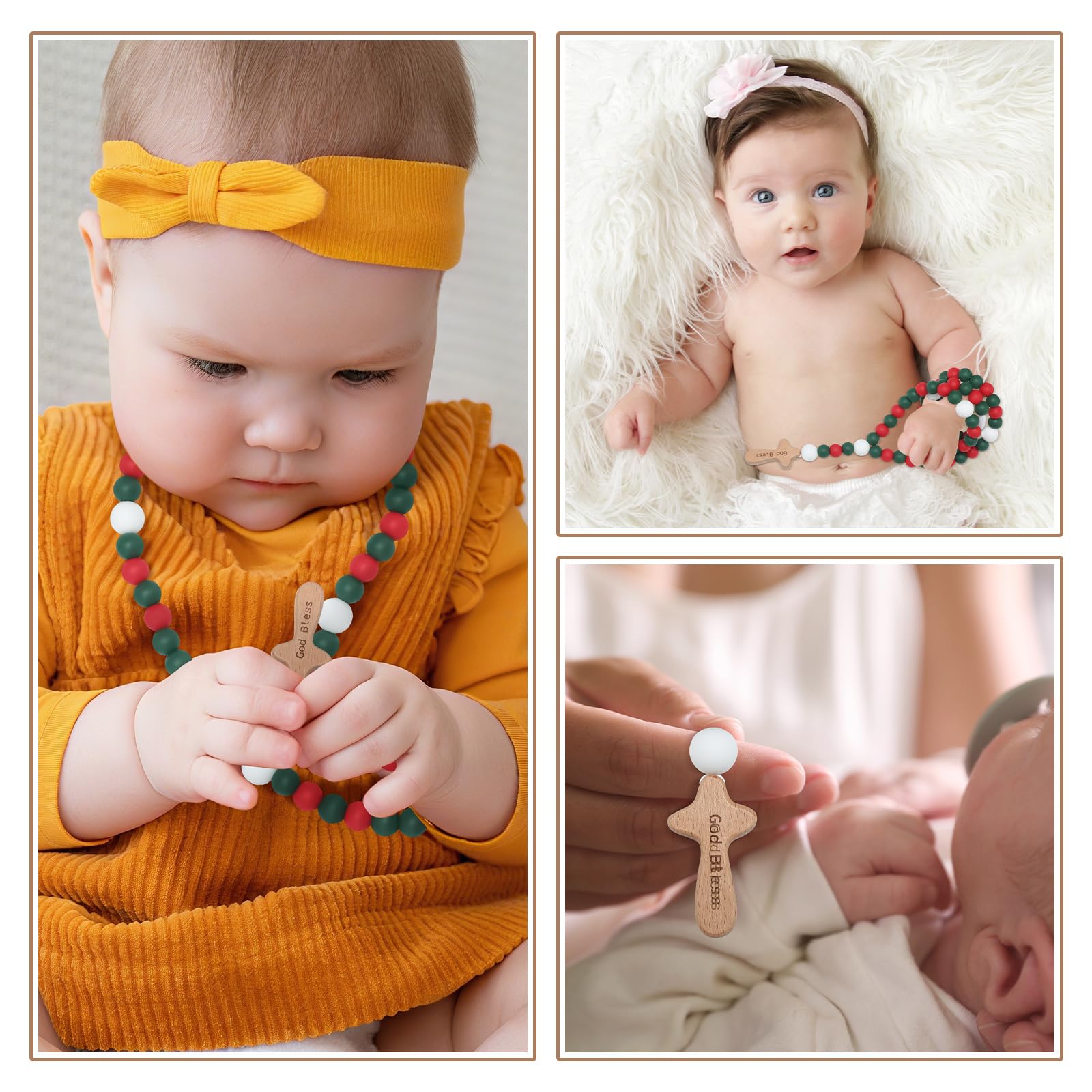 Misdary Baby Rosary side view demonstrates portable, lightweight design for on-the-go play.