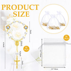 Misdary faux-pearl rosary with gold chain and cross charm, ideal christening keepsake.