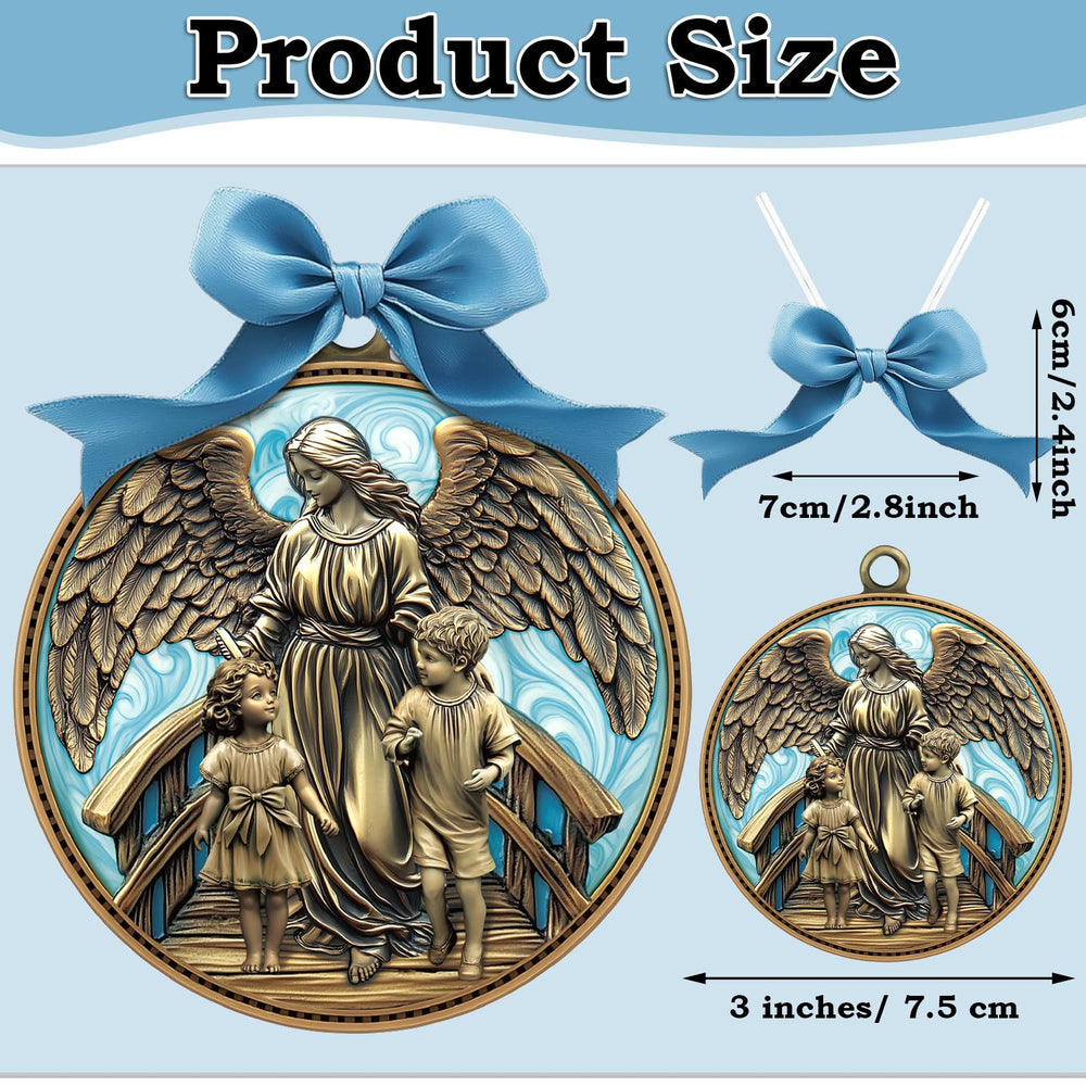 Misdary Guardian Angel crib medal front view showcases serene design ideal for christening decor