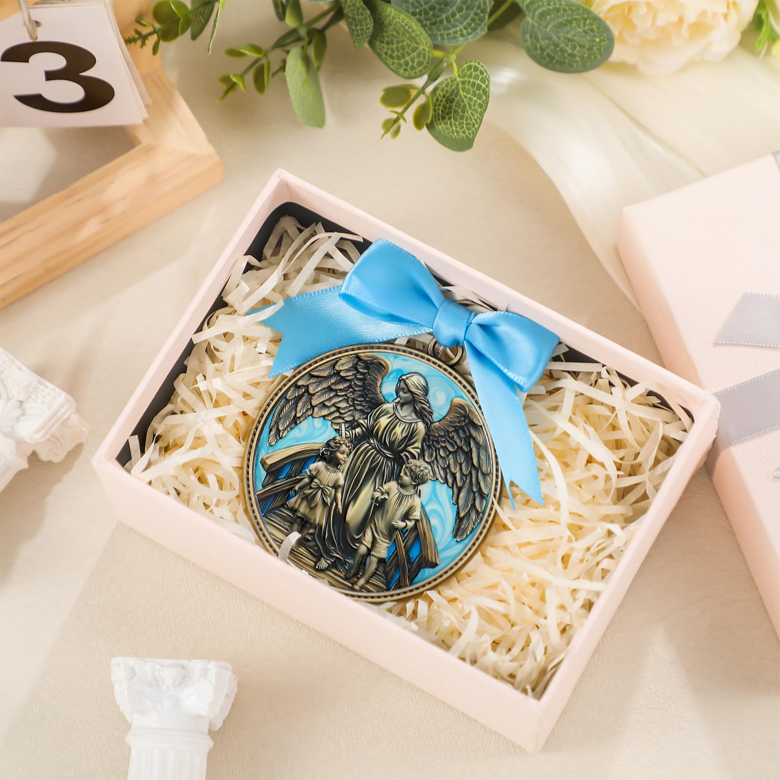 Misdary Guardian Angel crib medal side profile highlights durable zinc alloy construction