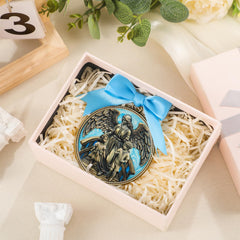 Misdary Guardian Angel crib medal side profile highlights durable zinc alloy construction