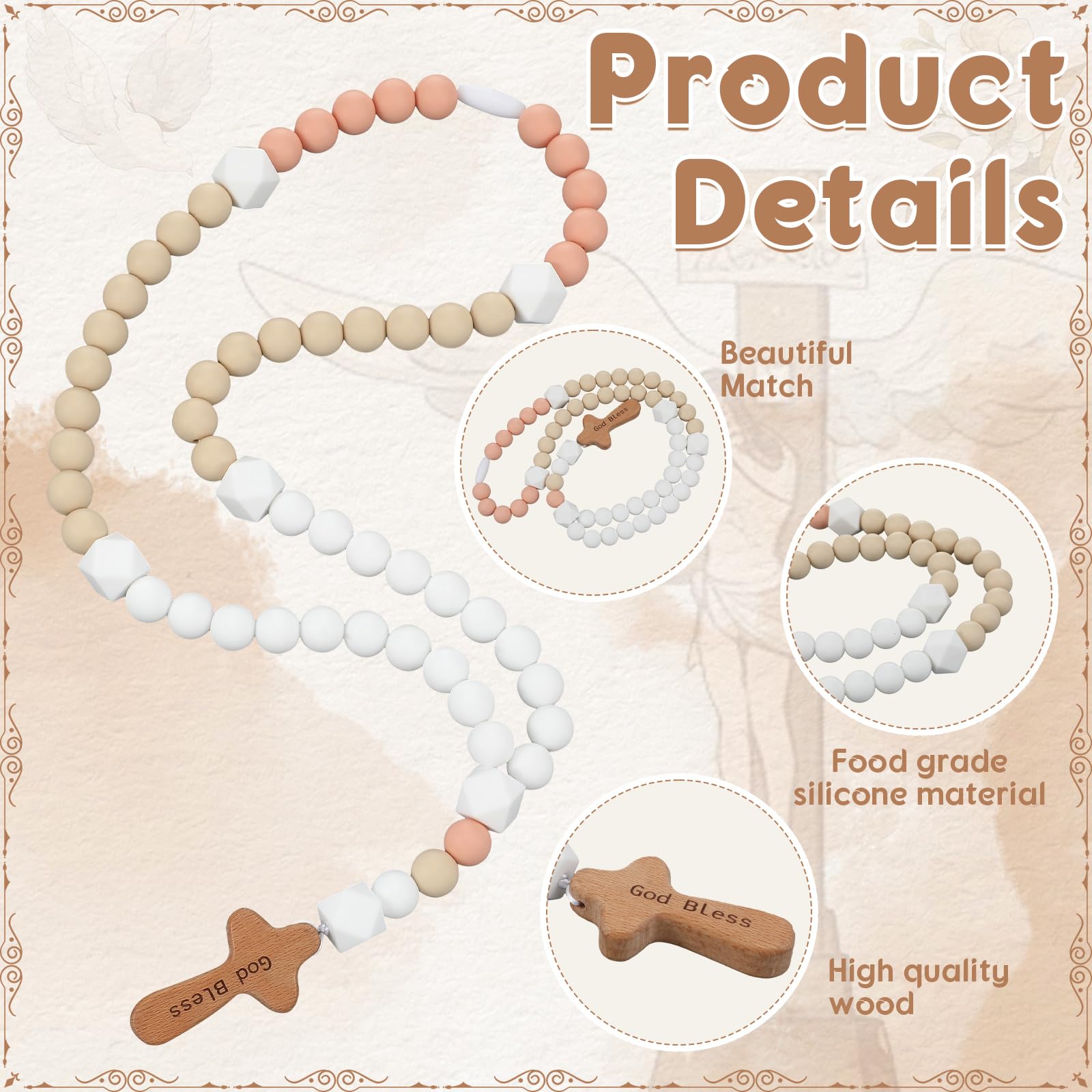 Misdary silicone rosary beads, 50 cm length for easy on-the-go use