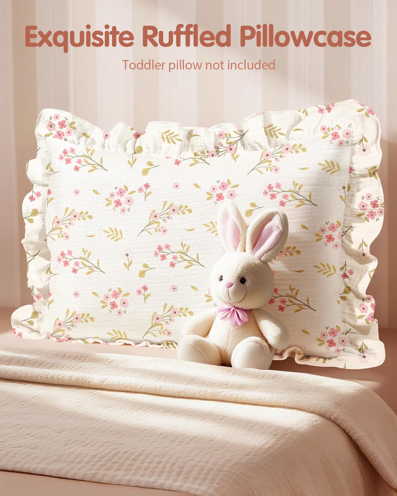 Miss Adola 13x18 pillowcase size ready for crib and toddler bed use.