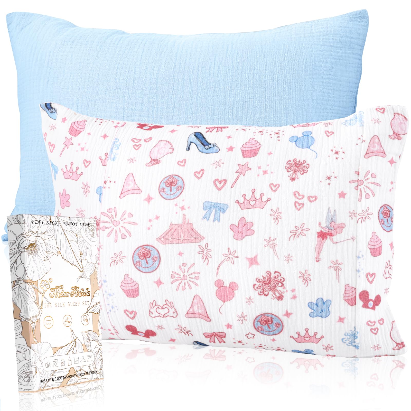 Miss Adola castle-pattern toddler pillowcase for a playful bedtime vibe.