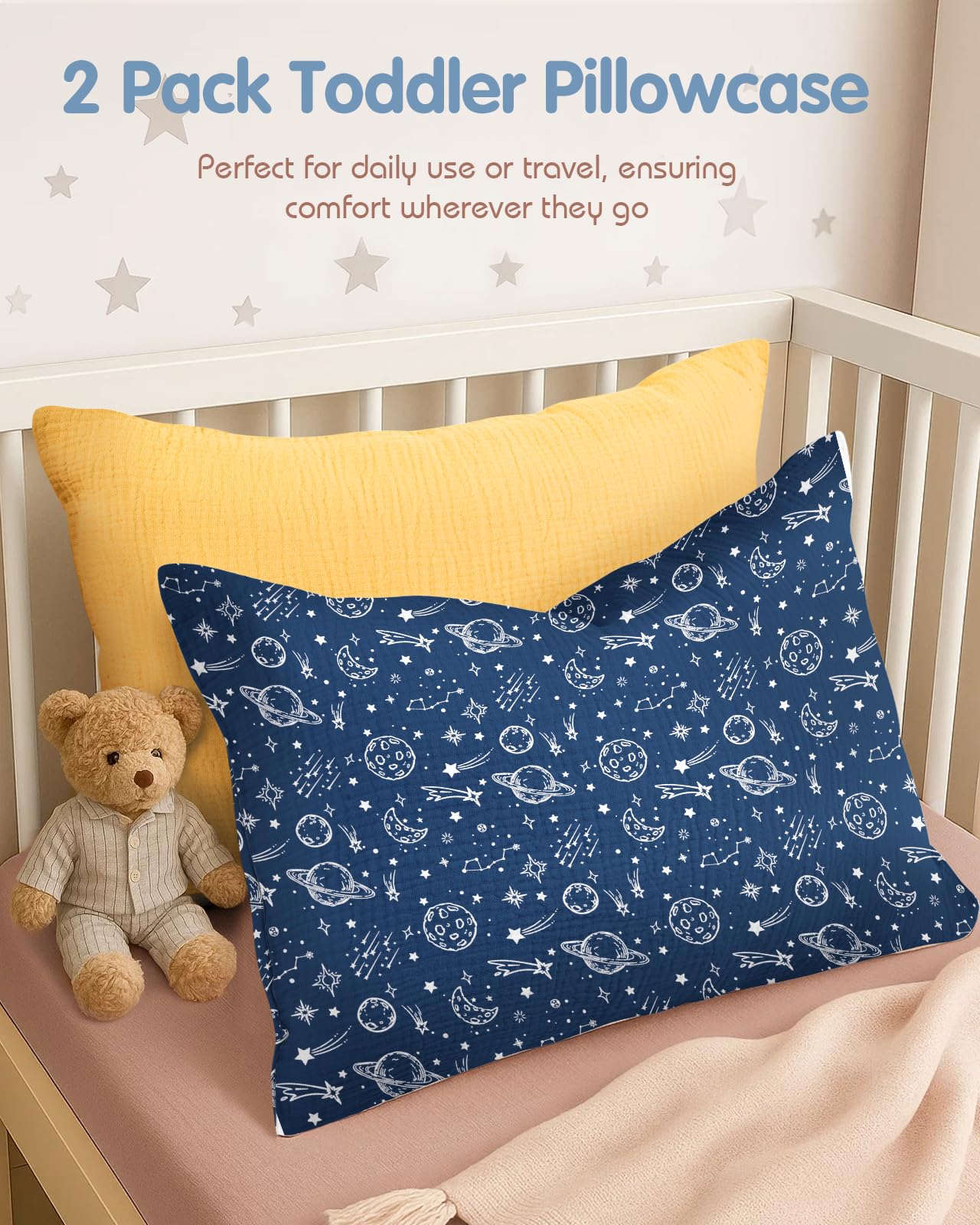 Miss Adola Ginger Yellow pillowcase—cute print for nursery decor.
