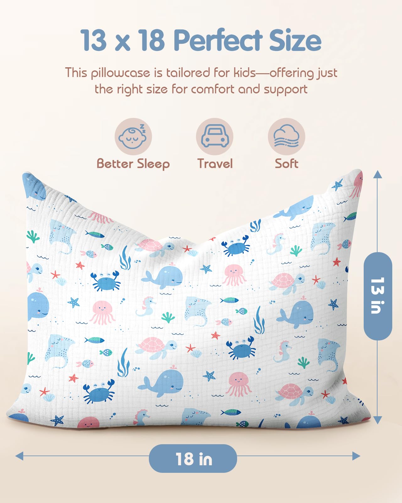 Miss Adola 13x18 pillowcase on crib pillow ideal for travel and naps.
