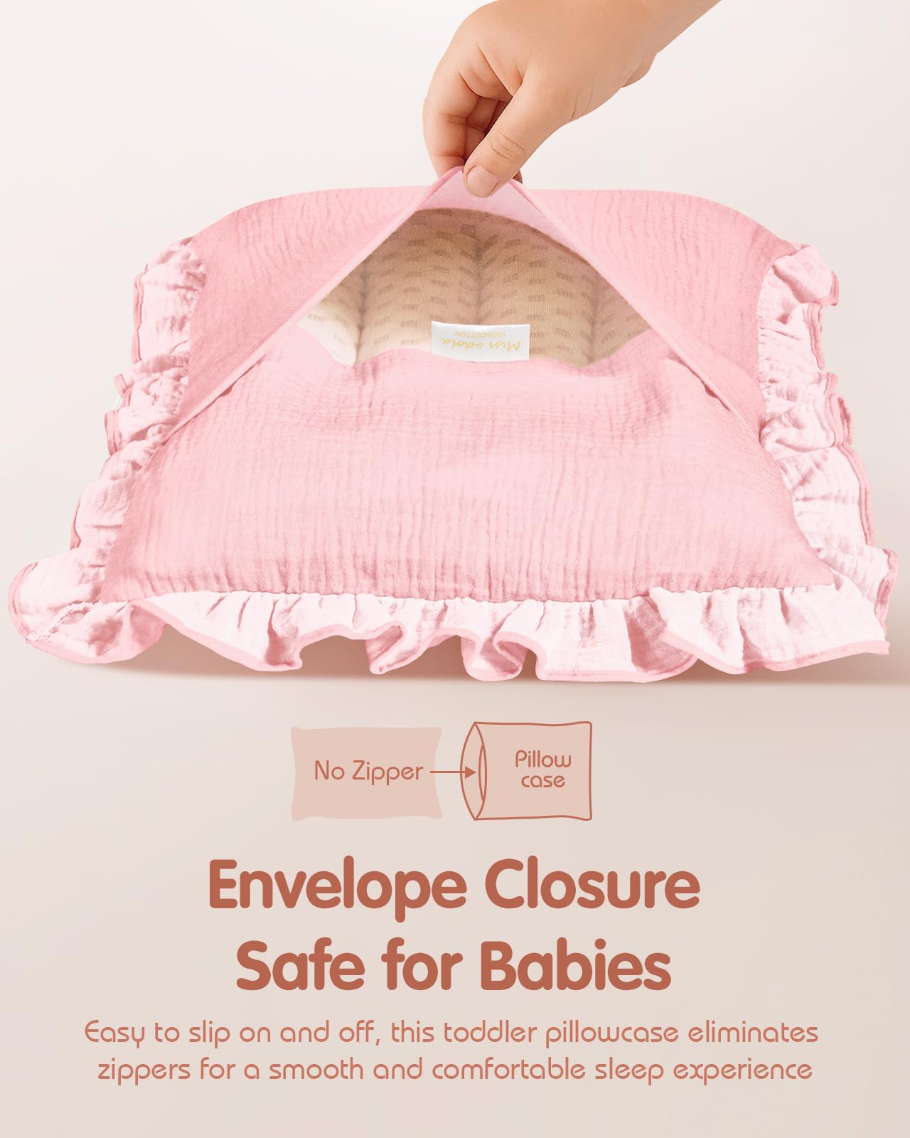 Miss Adola envelope closure design keeps pillow safe from scratches