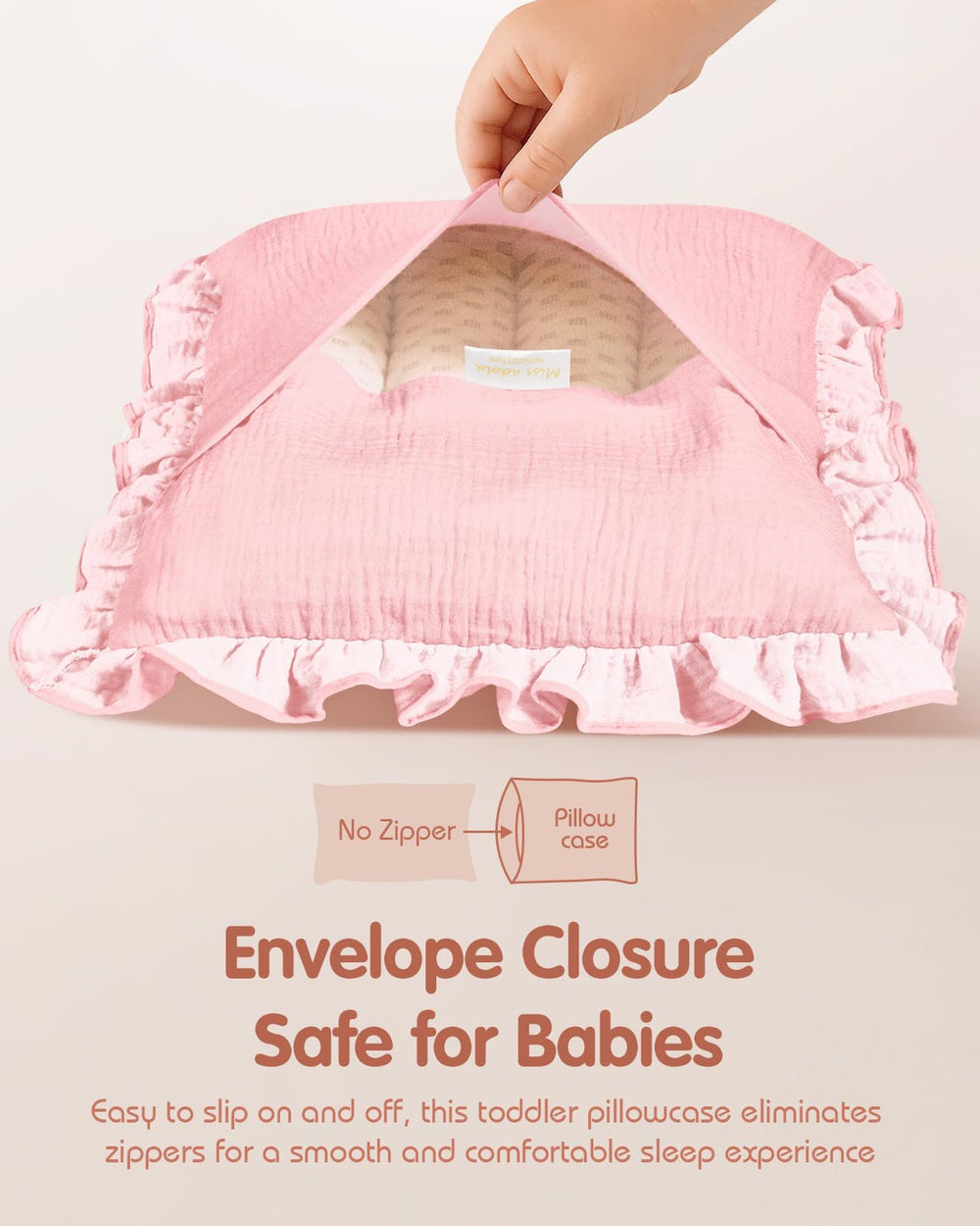 Miss Adola envelope closure design keeps pillow safe from scratches