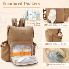 Miss Fong diaper bag backpack 12 pockets organize diapers, bottles, and wipes efficiently.