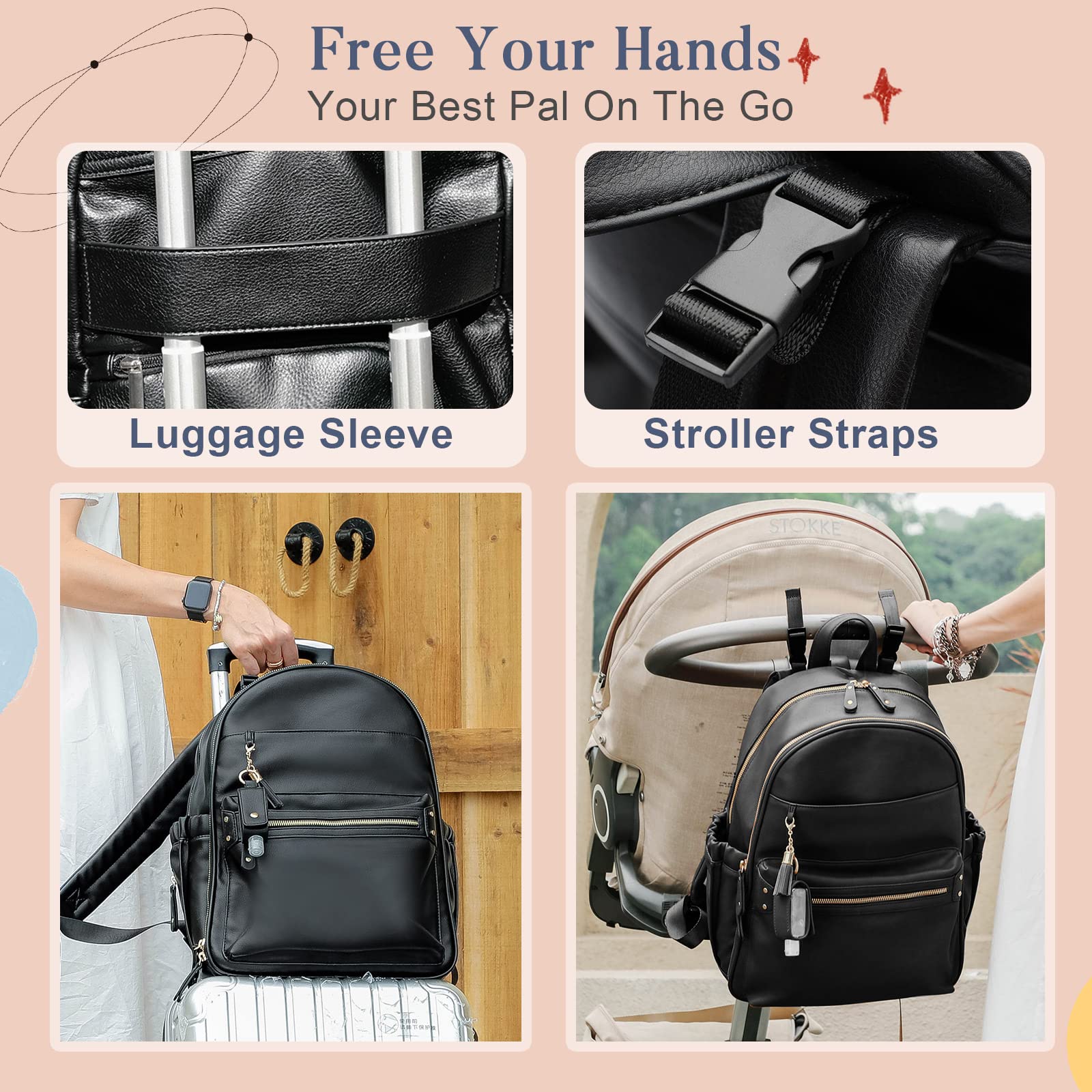Miss Fong diaper bag changing pad inside for clean, comfortable diaper changes.