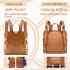 miss fong diaper bag backpack changing-pad focus demonstrates built-in changing surface