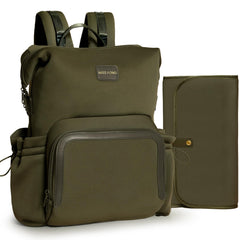miss fong diaper bag backpack green front pocket enables quick one-handed access.