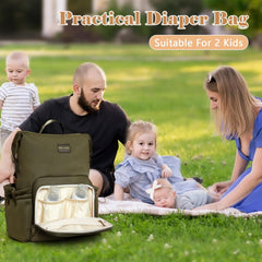 miss fong diaper bag backpack green main compartment keeps baby essentials neatly organized.