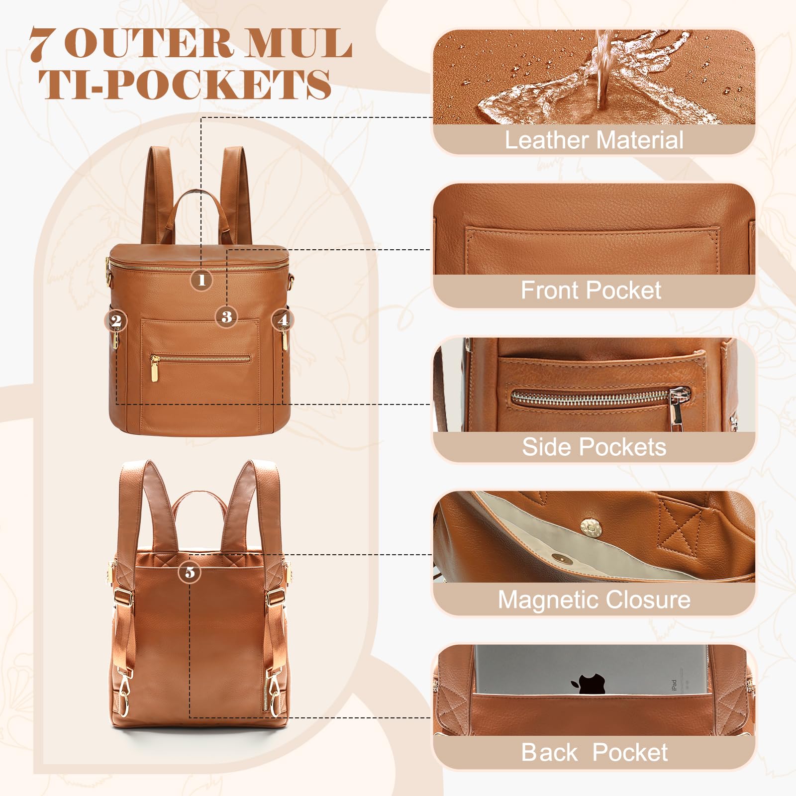 miss fong diaper bag backpack premium-leather finish adds refined style