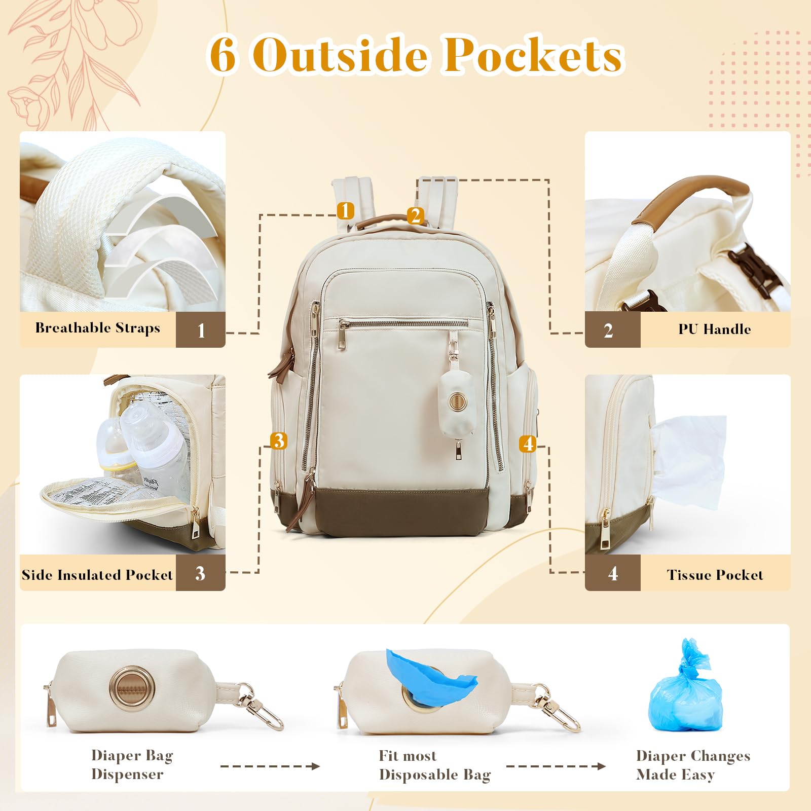 Miss Fong diaper bag backpack stroller strap attachment for hands-free travel