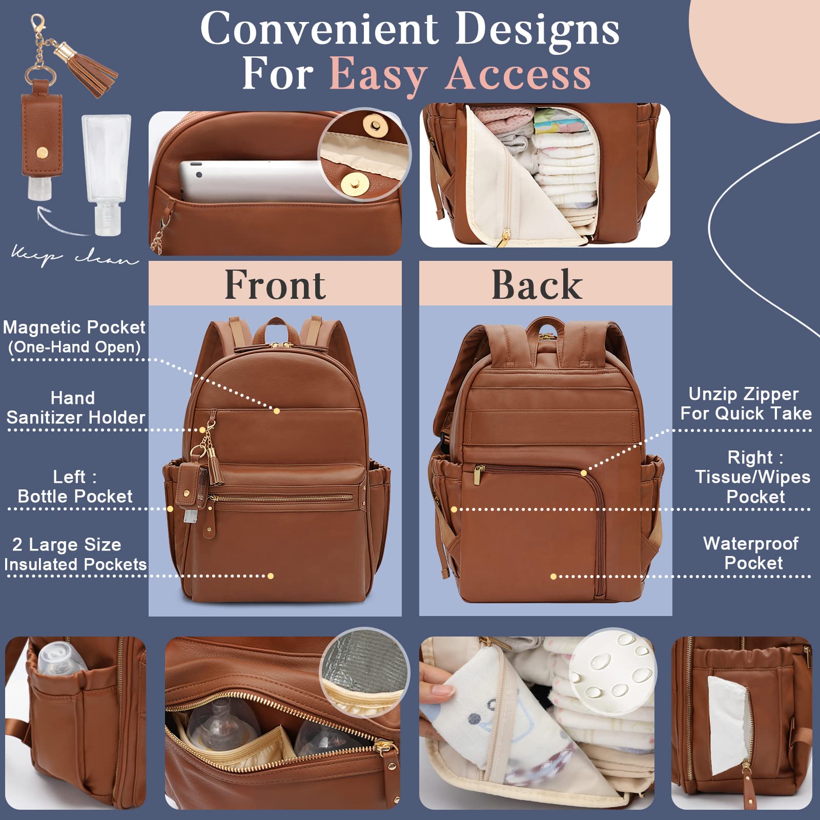 miss fong diaper bag backpack stroller strap enables hands-free travel with baby.