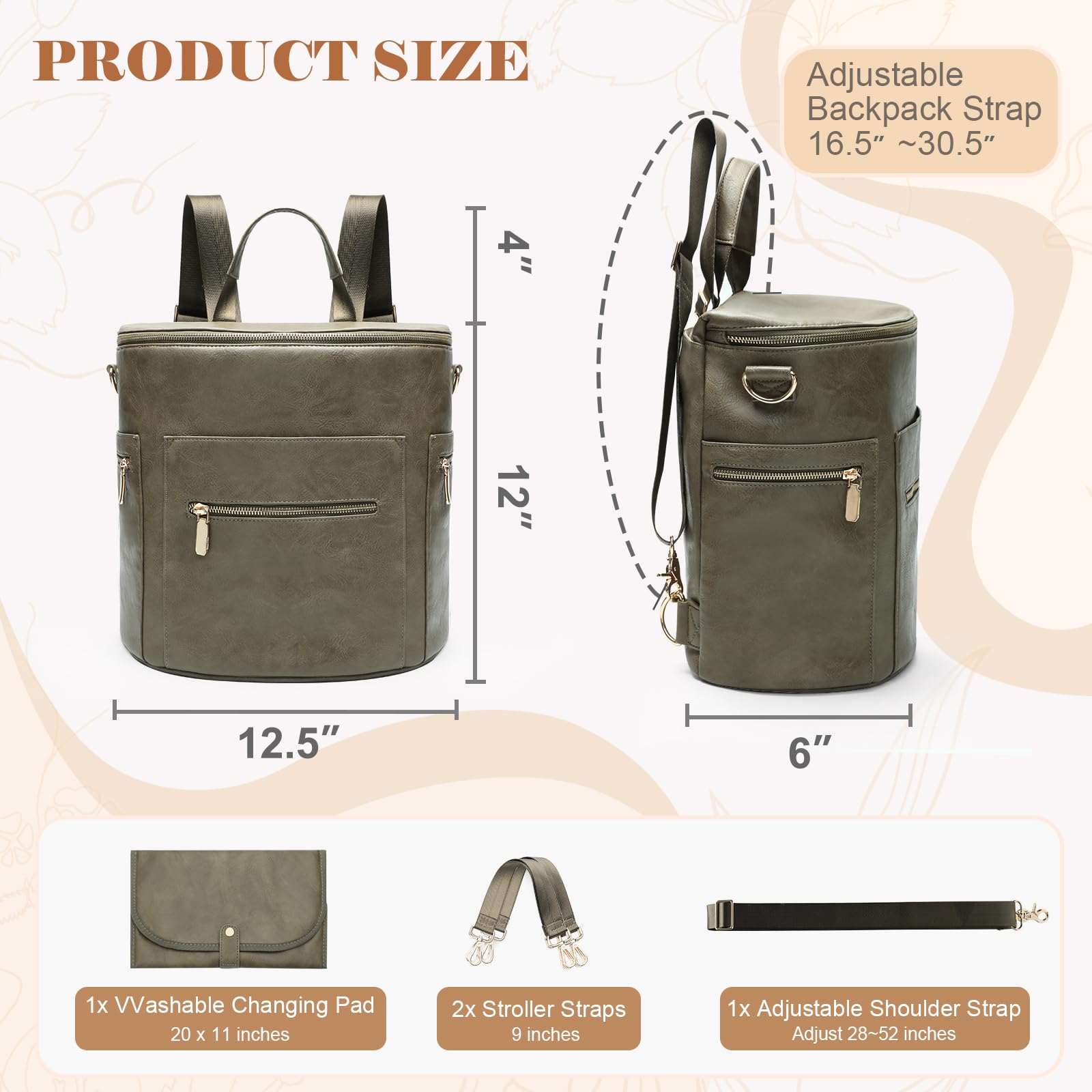 miss fong forest diaper bag changing pad included for on the go changes