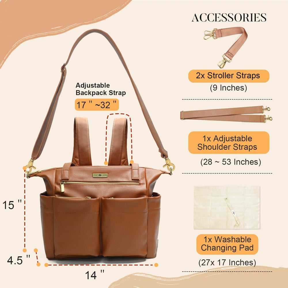 Miss Fong tote includes stroller straps for hands-free travel