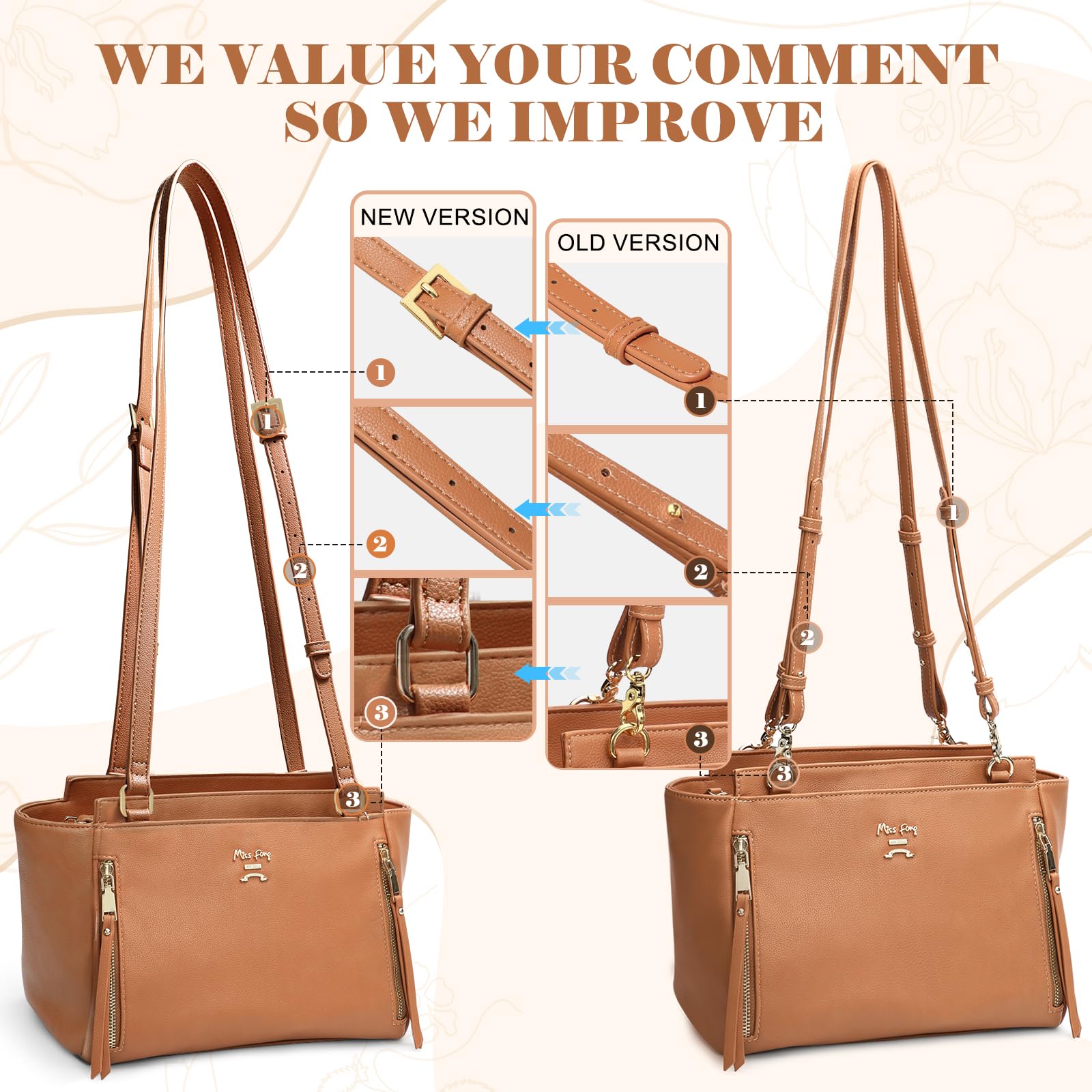 Miss Fong eco PU leather exterior showcases stylish, durable daily use.