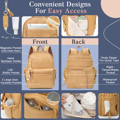 Miss Fong Leather Diaper Bag Peanut insulated bottle pockets keep bottles warm during outings.