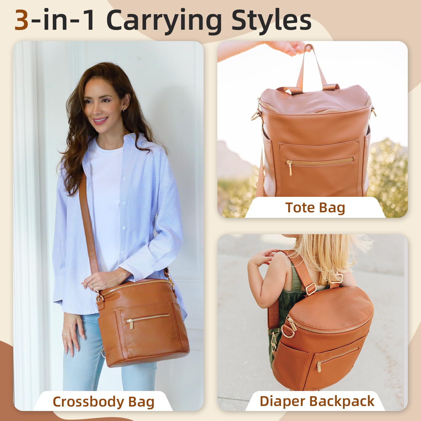 miss fong mini diaper bag back view shows adjustable strap for comfortable all-day wear