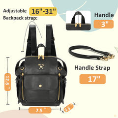 miss fong Mini Diaper Bag Backpack black side pocket, easy organization for wipes and keys