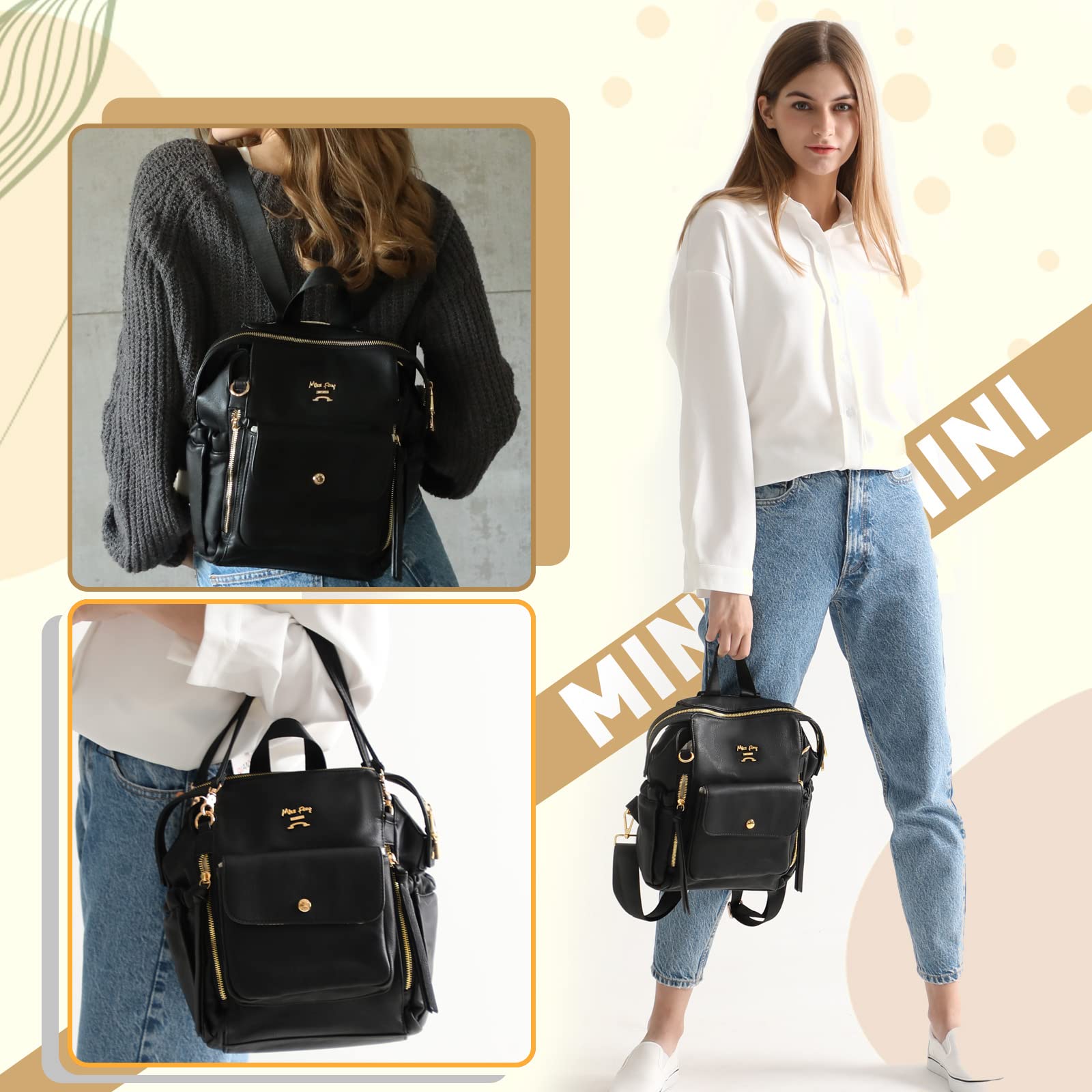 miss fong Mini Diaper Bag Backpack interior insulated pocket, keeps bottles warm or snacks fresh