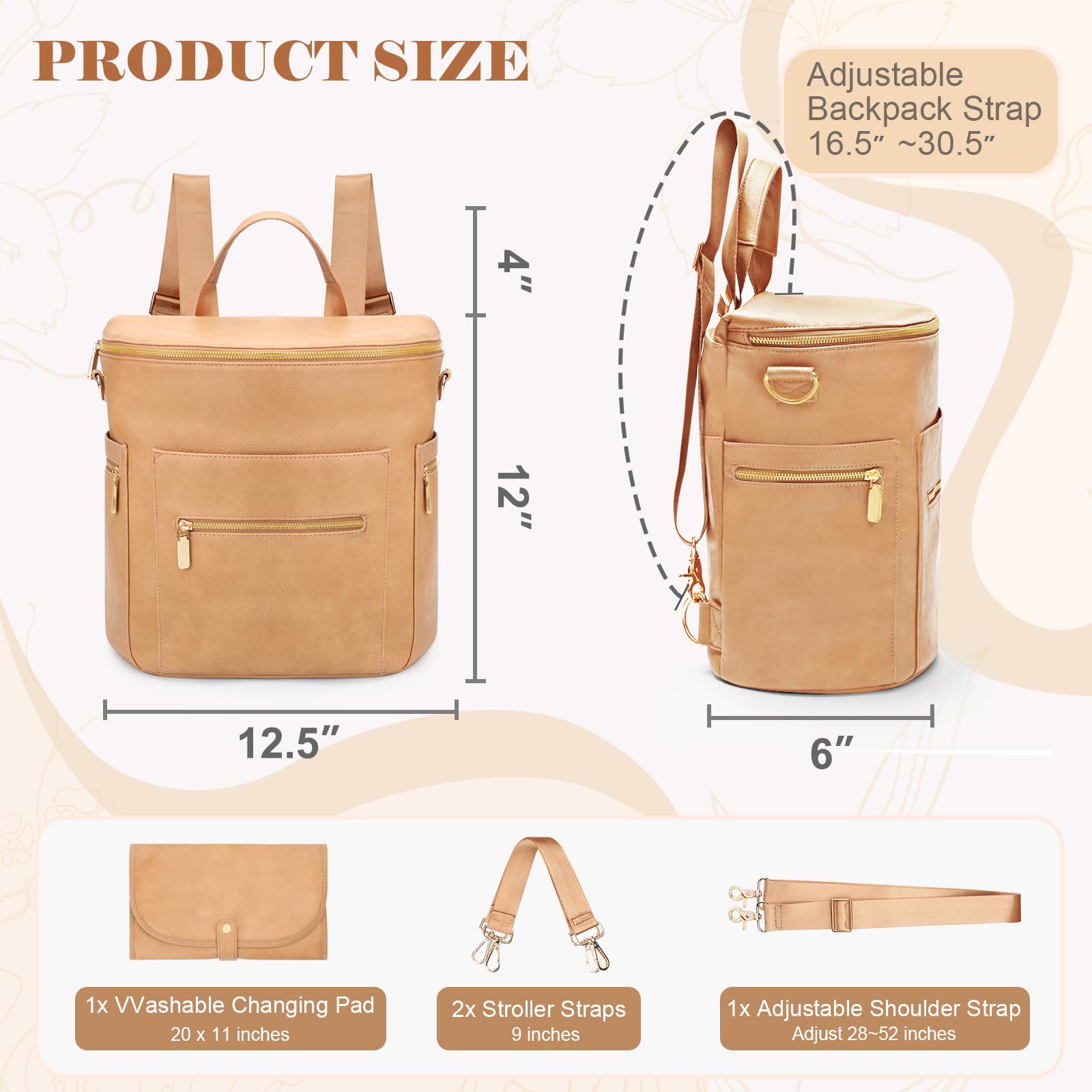 miss fong Moon Shaped Diaper Bag stroller straps attached for hands-free on strolls