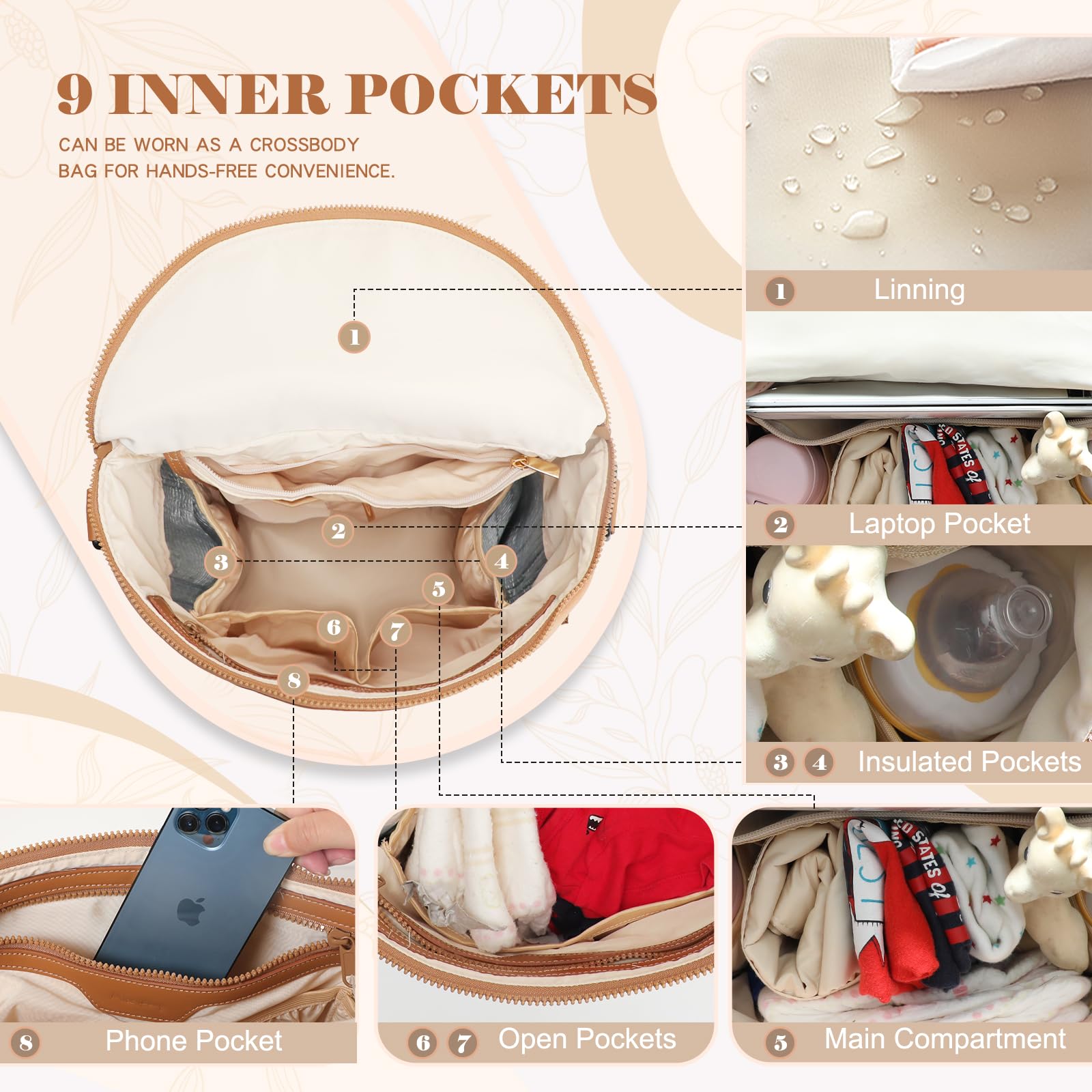Miss Fong neoprene diaper bag insulated bottle pockets support on-the-go feeding