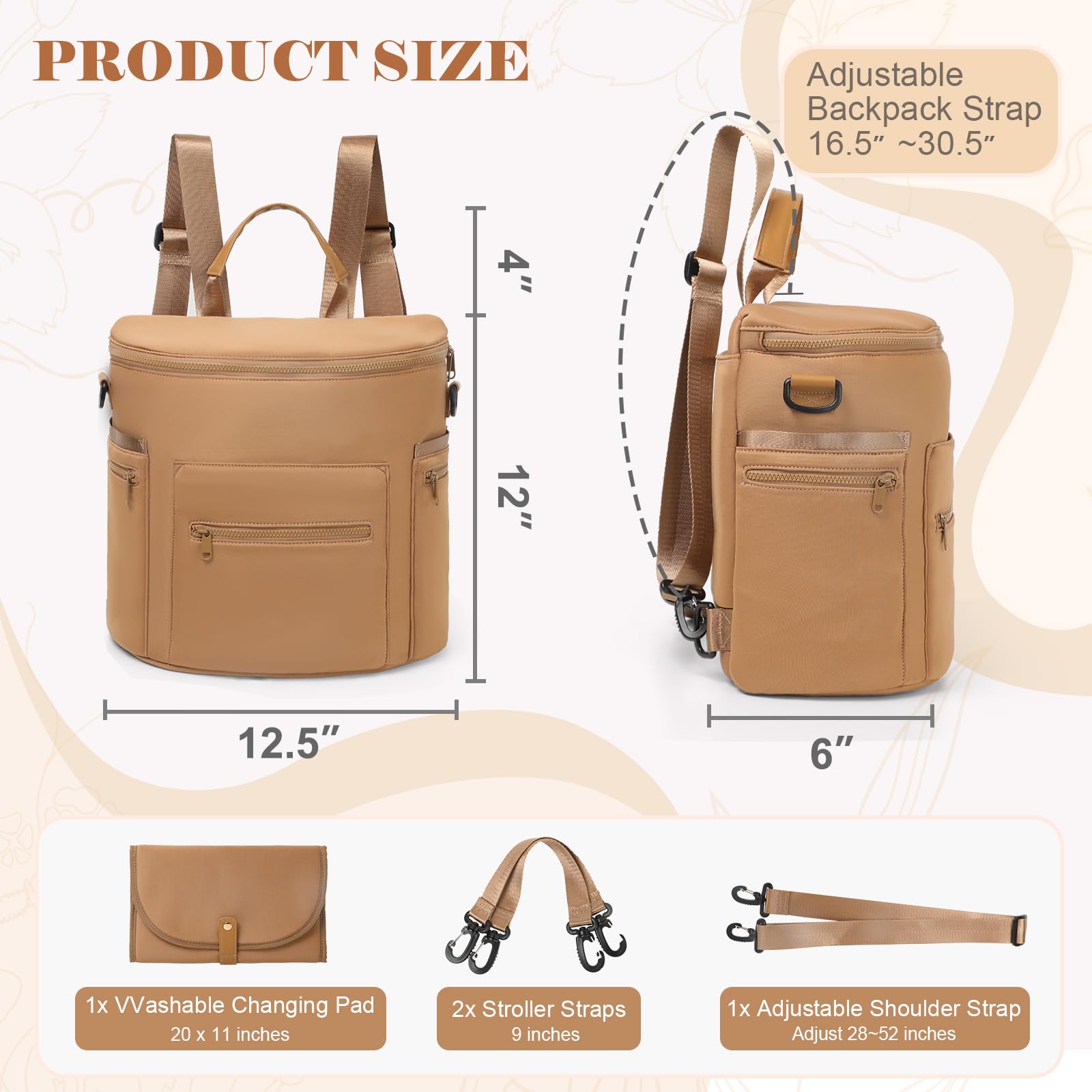 Miss Fong neoprene diaper bag interior layout demonstrates 16-pocket organization