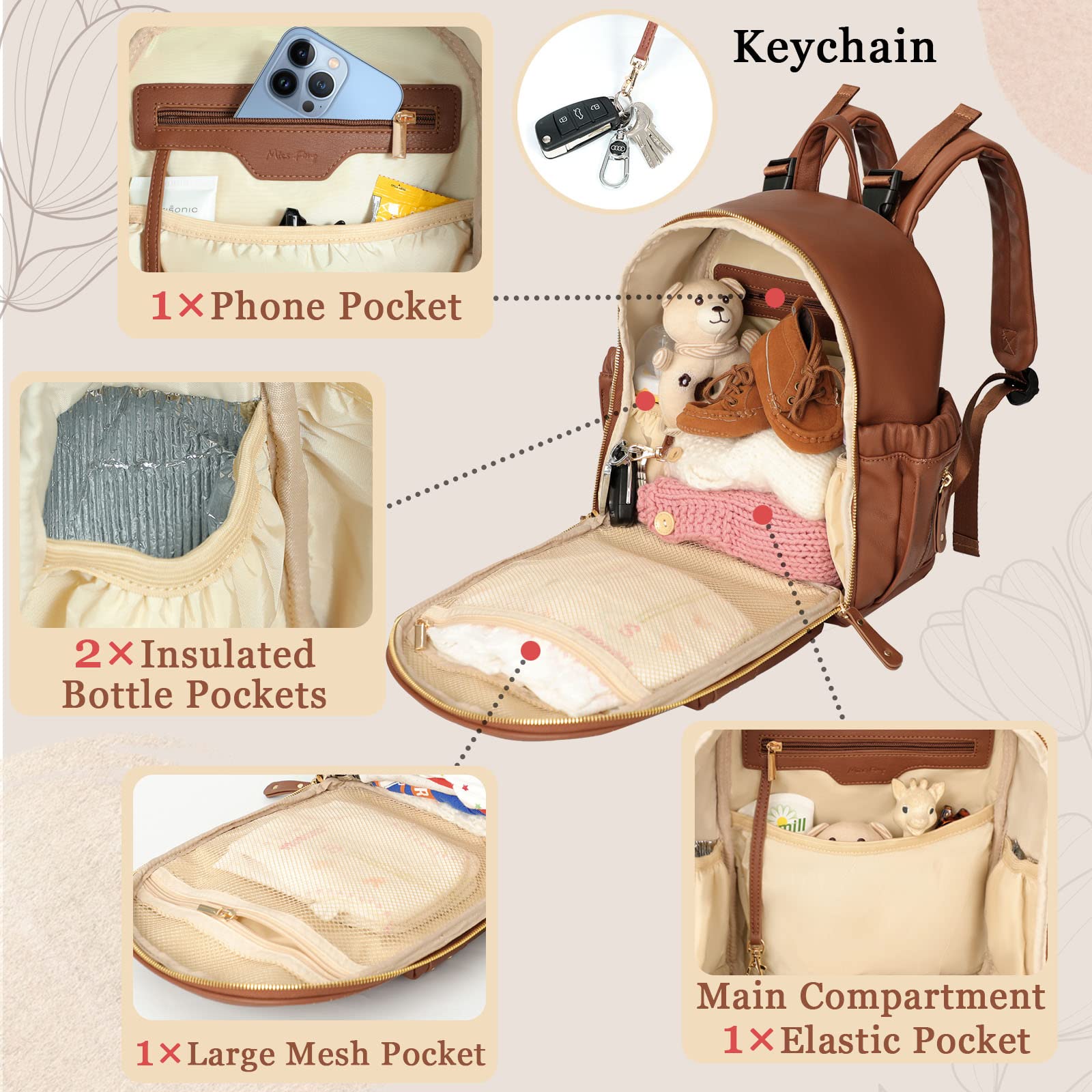miss fong small diaper bag bottle pockets keep bottles upright during travel