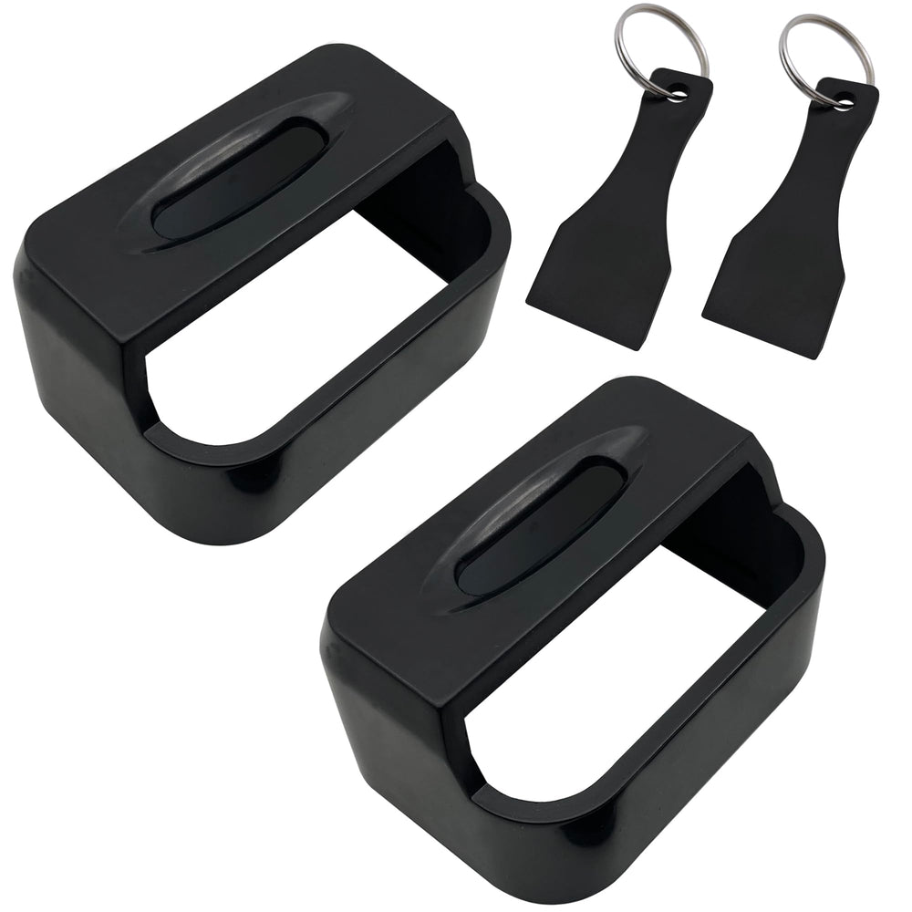 Misseiar buckle guard two-pack installed on a car buckle for added restraint during trips.
