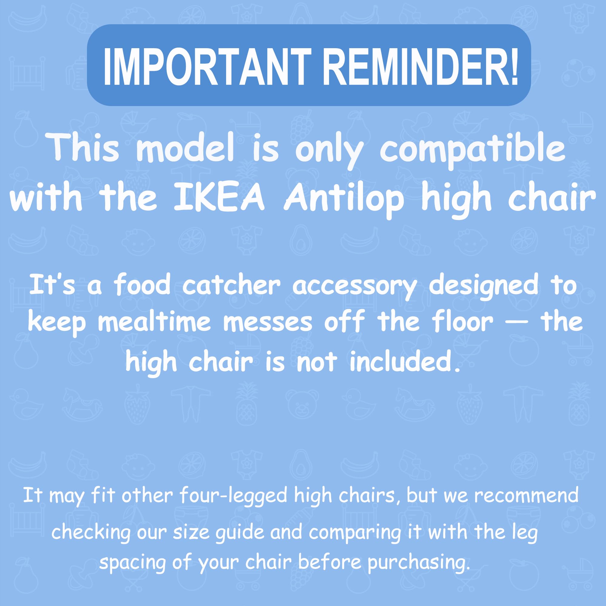 MISSEIAR food catcher being attached around chair legs for quick setup and use