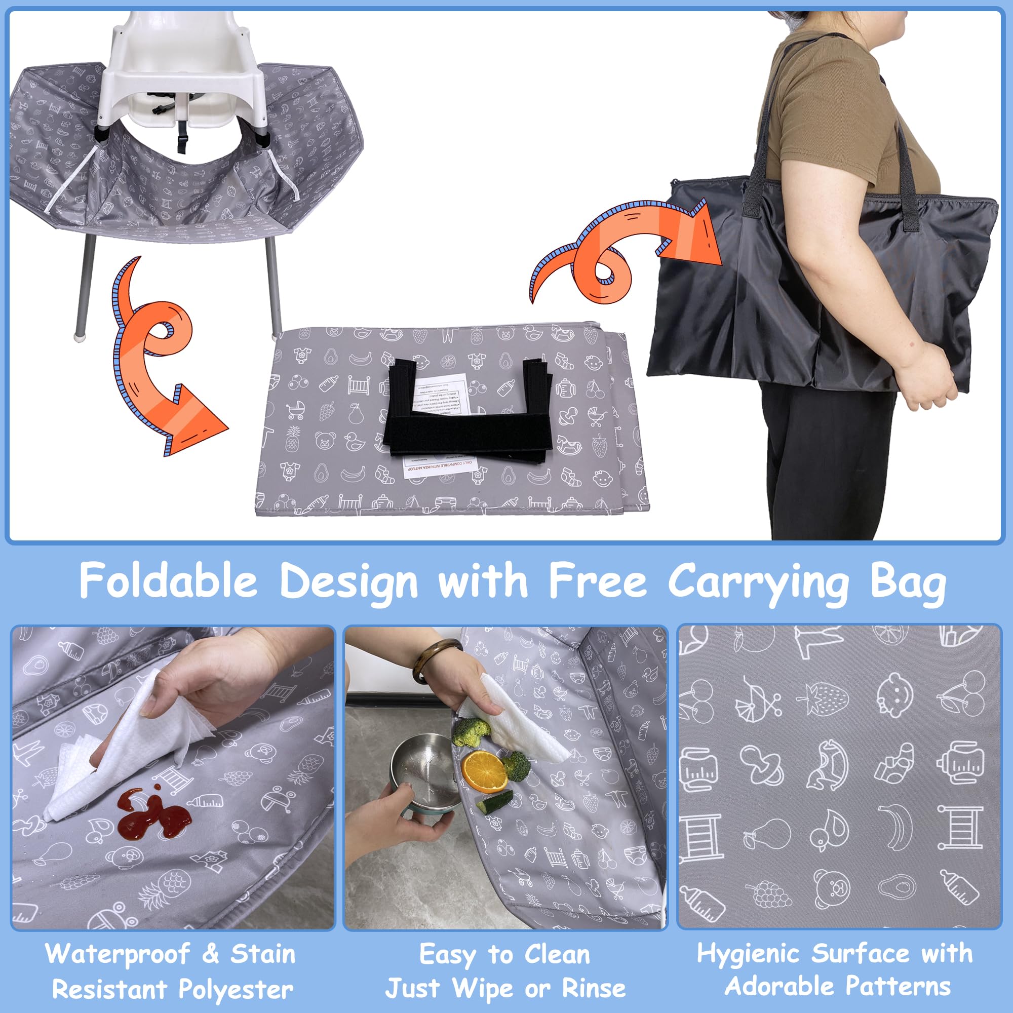 MISSEIAR food catcher folded flat for compact storage after meals