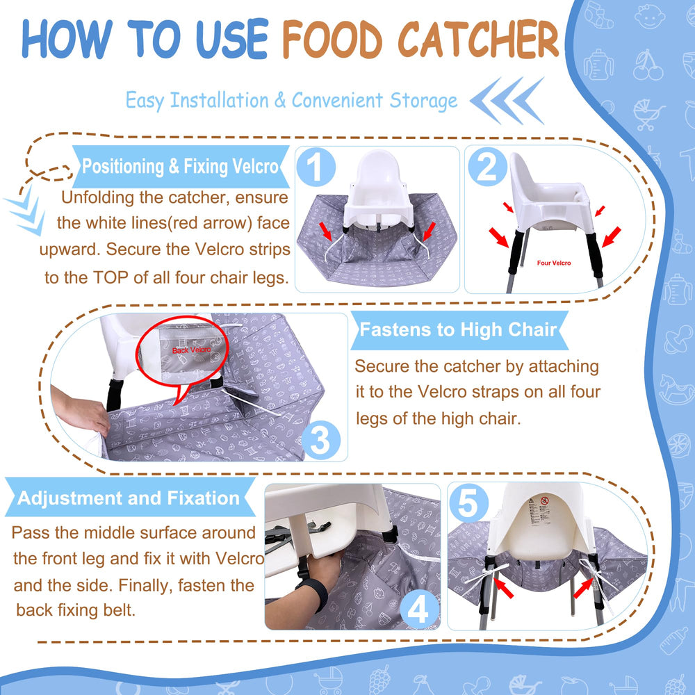 MISSEIAR food catcher with Velcro straps for easy on/off around chair legs