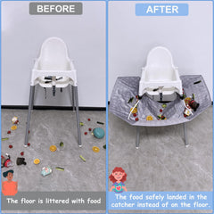 MISSEIAR food catcher showing waterproof material, easy to wipe clean after meals