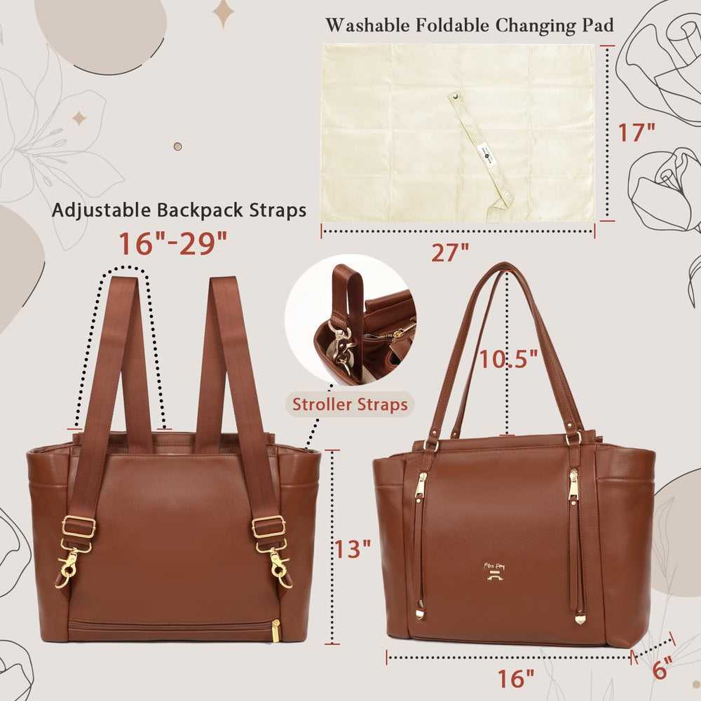 missfong leather diaper bag changing pad included for on-the-go changes