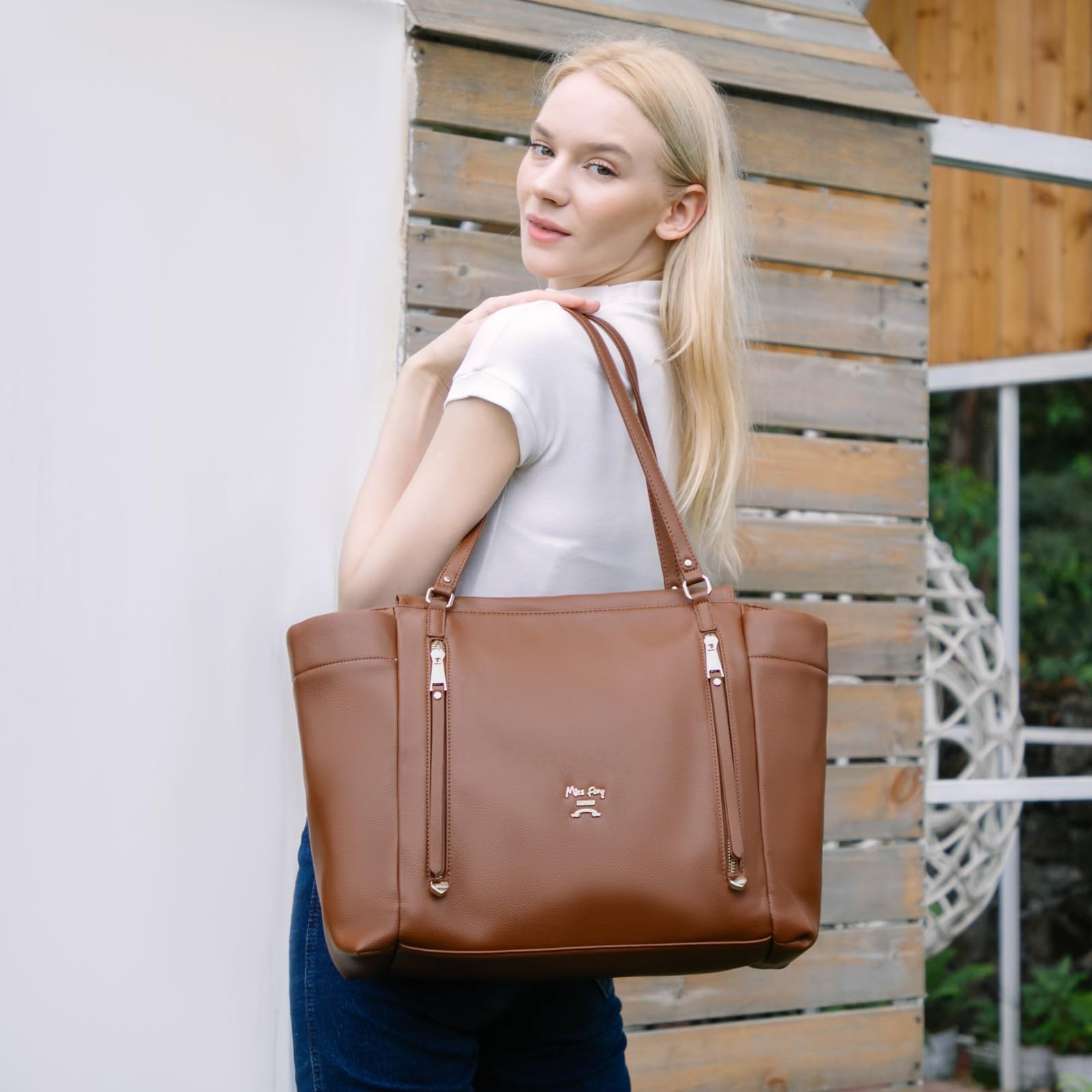 missfong leather diaper bag interior with multiple pockets for organized baby essentials