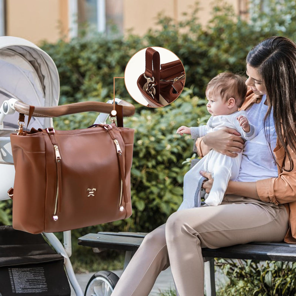 missfong leather diaper bag luggage sleeve compatibility for airport convenience