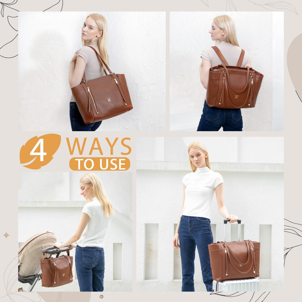 missfong leather diaper bag stroller straps for hands-free travel