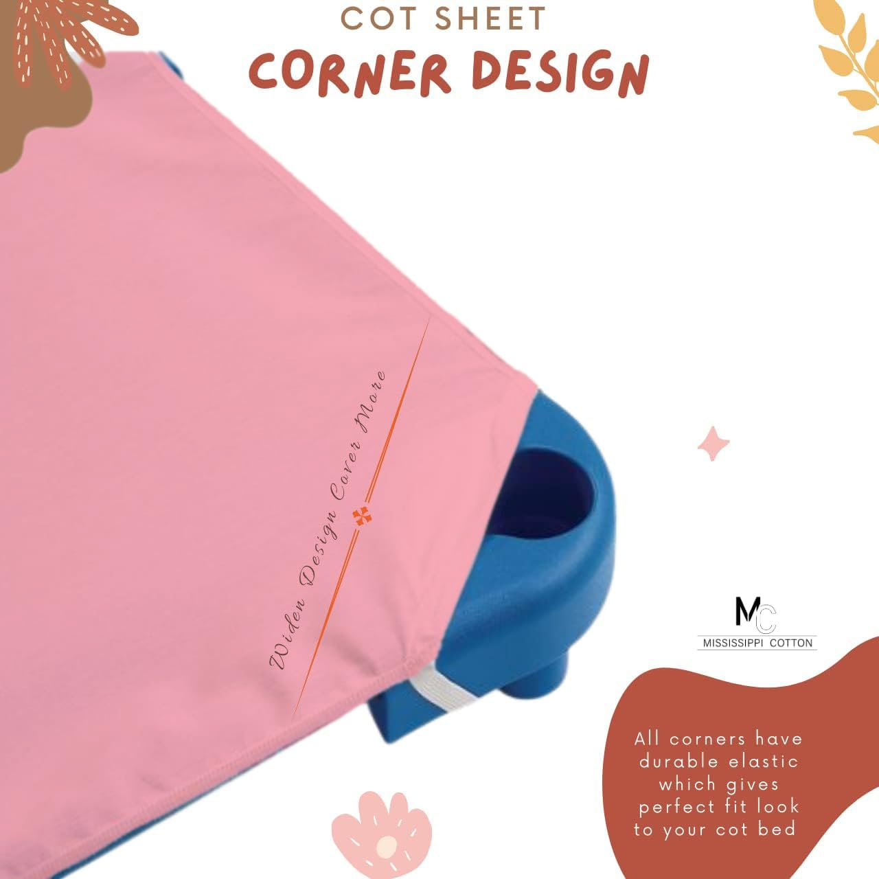 Mississippi Cotton cot sheets on a toddler cot bed, breathable and comfortable.