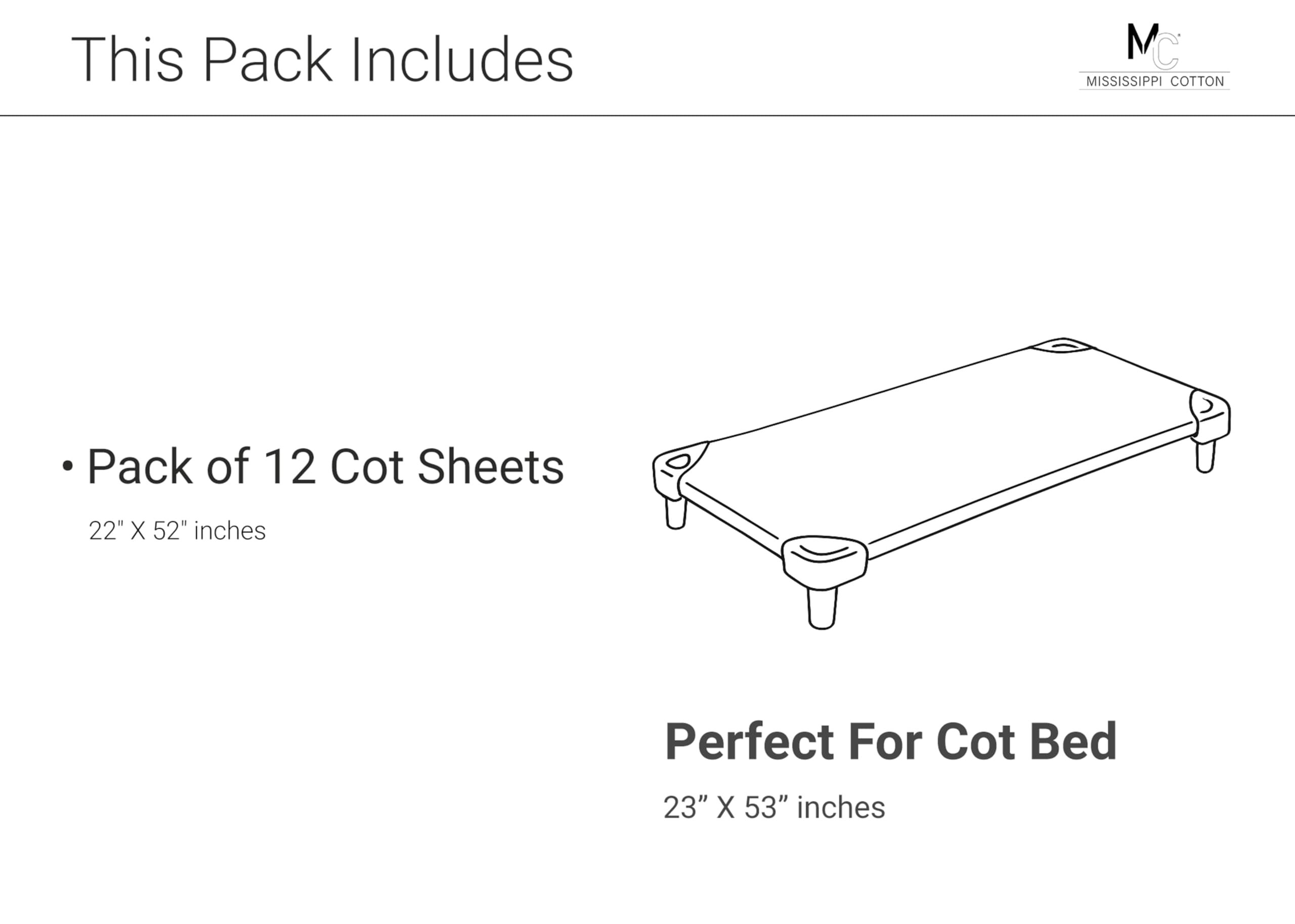 Mississippi Cotton ivory color option on cot with multiple colors visible for easy coordination.