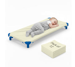 Mississippi Cotton daycare cot sheets pack 12 folded, soft and easy to store for quick setup.