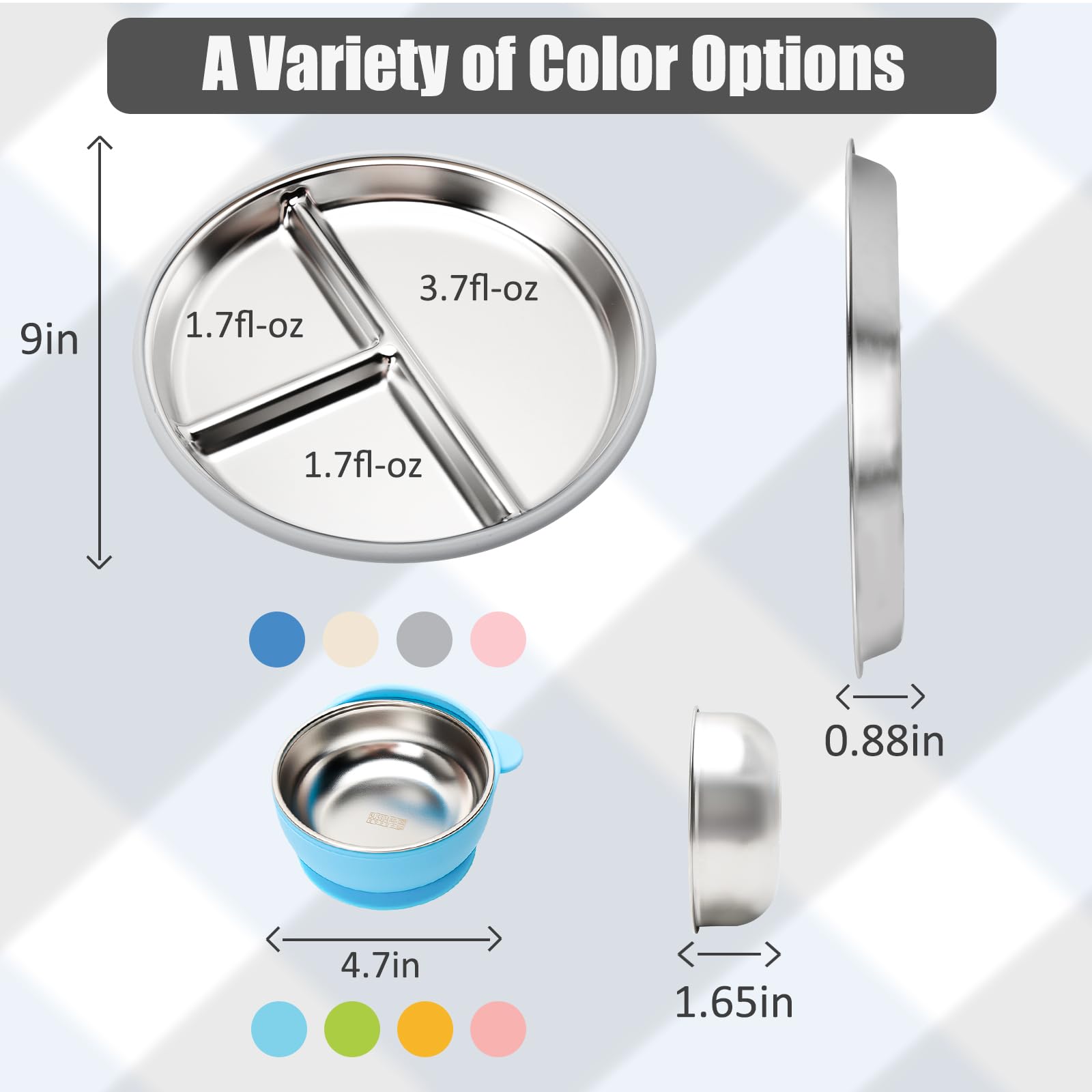Misslili divided baby plate shows separate sections for balanced meals.
