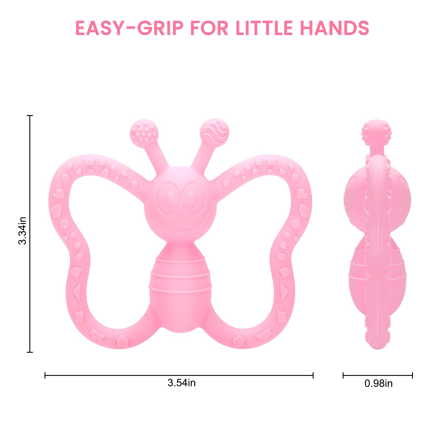 MISSLILI ergonomic-hold teether designed for small hands during mouthing